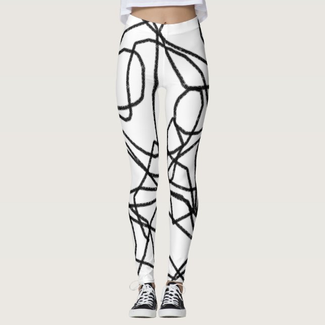 Abstrakte Schwarz-Weiß-Muster Leggings (Vorderseite)