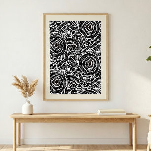 Abstrakte Schwarz-Weiß-Organische Linienkunst Poster