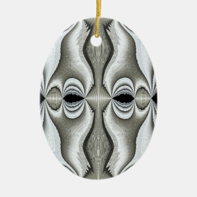 Abstrakte Schwarz-Weiß-Ornamente 2 Keramik Ornament (Vorne)