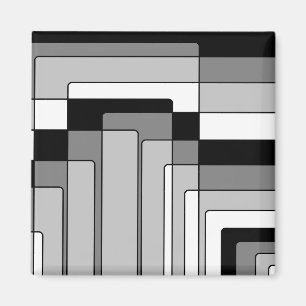 Abstrakte Schwarz-Weiß-Rechtecke Magnet