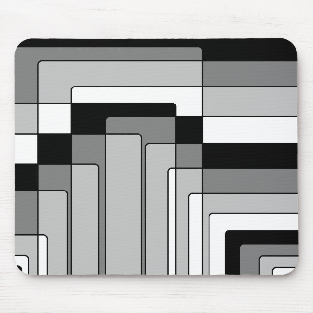 Abstrakte Schwarz-Weiß-Rechtecke Mousepad (Vorne)