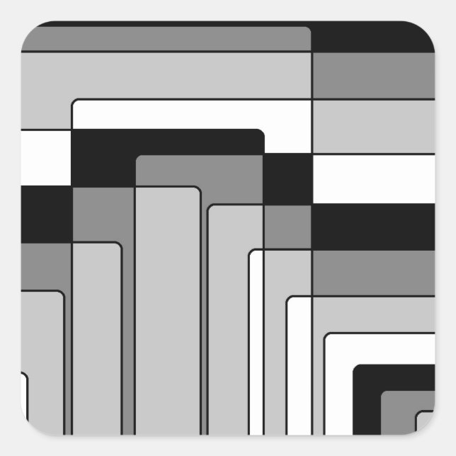 Abstrakte Schwarz-Weiß-Rechtecke Quadratischer Aufkleber (Vorderseite)