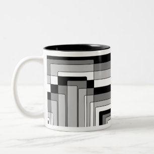 Abstrakte Schwarz-Weiß-Rechtecke Zweifarbige Tasse
