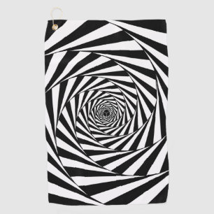 Abstrakte Schwarz-Weiß-Swirbel-Spiral-Treppen-Kuns Golfhandtuch