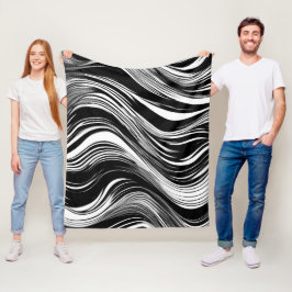 Abstrakte Schwarz-Weiß-Welle Fleecedecke