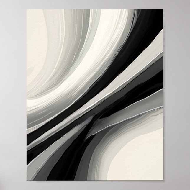 Abstrakte Schwarz-Weiß-Wirbel Poster (Vorne)