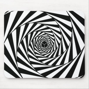 Abstrakte Schwarz-Weiß-Wirbel-Spiral-Treppe Mousepad