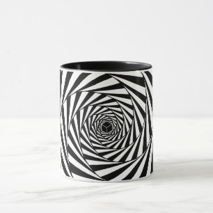 Abstrakte Schwarz-Weiß-Wirbel-Spiral-Treppe Tasse