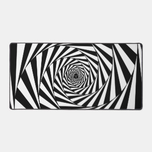 Abstrakte Schwarz-Weiß-Wirbel-Spiral-Treppenhaus-K Schreibtischunterlage