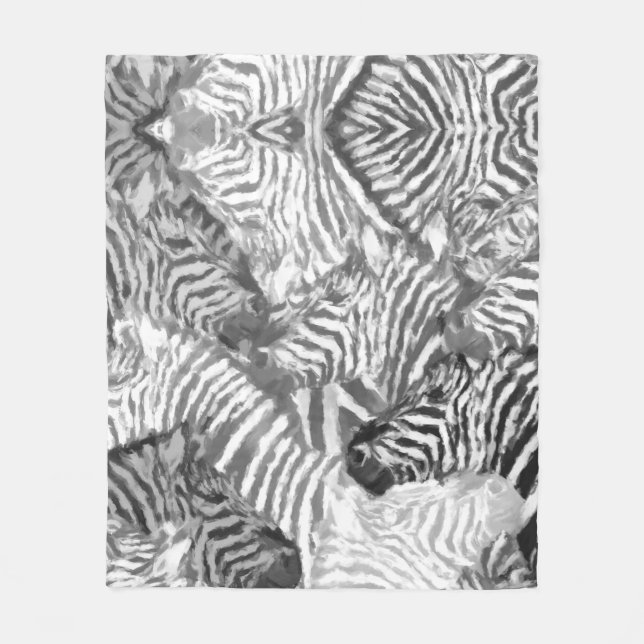 Abstrakte Schwarz-Weiß-Zebra-Kunst Fleecedecke (Vorderseite)