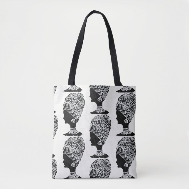 Abstrakte Schwarz-Weiß-Zentangle-Tasche (Vorderseite)