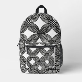 Abstrakte Schwarz-Weiß-ZentanglPrint Cut Sew Tasch Bedruckter Rucksack