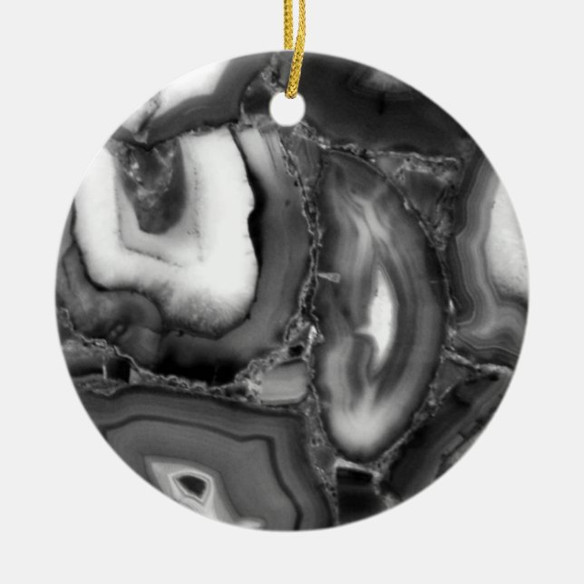Abstrakte Schwarz-weiße Agode Keramik Ornament (Vorne)