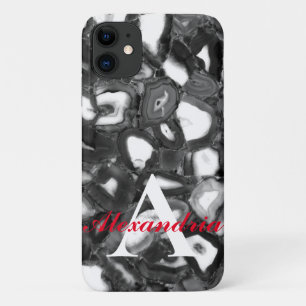 Abstrakte Schwarz-weiße Agora Geode Monogramm Case-Mate iPhone Hülle
