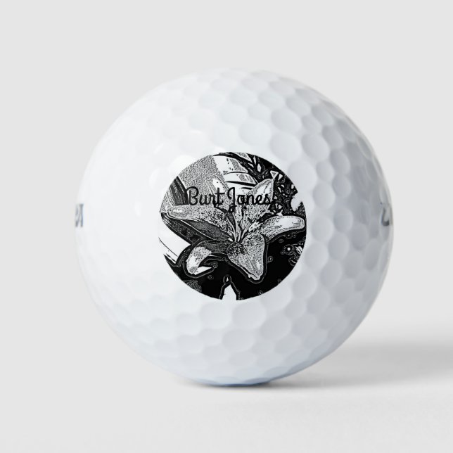 abstrakte, schwarz-weiße Formen, moderne silberne  Golfball (Vorderseite)