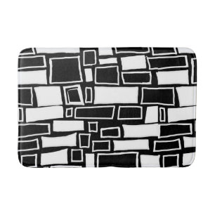 Abstrakte Schwarz-weiße geometrische Tiles Badematte