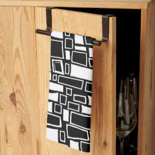 Abstrakte Schwarz-weiße geometrische Tiles Geschirrtuch