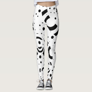 ABSTRAKTE SCHWARZ-WEISSE KREIS-DIGITAL-KUNST LEGGINGS
