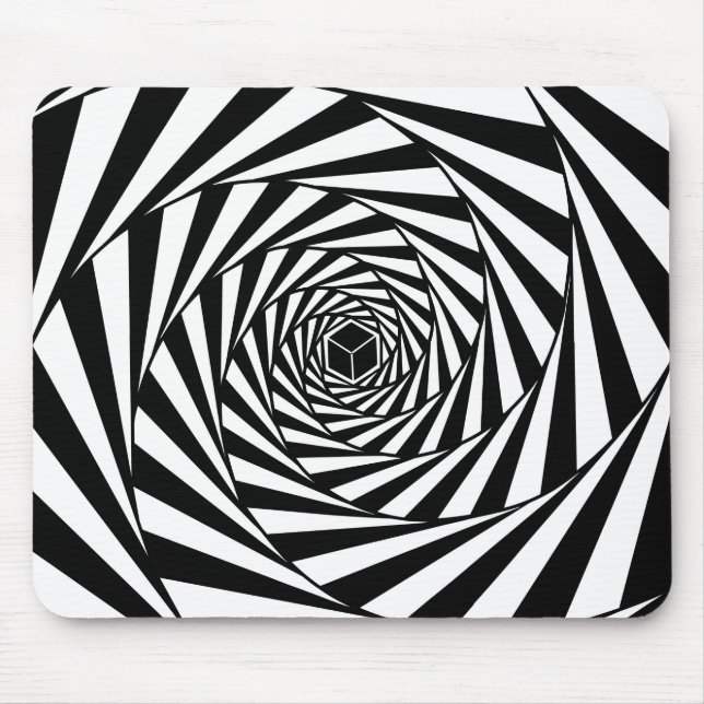 Abstrakte schwarz-weiße Spiraltreppe Mousepad (Vorne)
