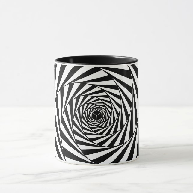 Abstrakte schwarz-weiße Spiraltreppe Tasse (Zentrum)