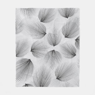 Abstrakte Schwarze Blume auf grauem Hintergrund Fleecedecke