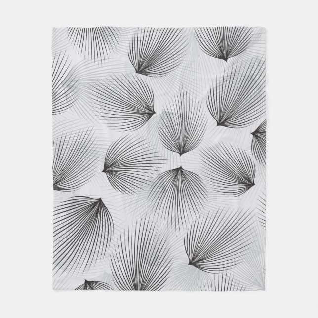Abstrakte Schwarze Blume auf grauem Hintergrund Fleecedecke (Vorderseite)