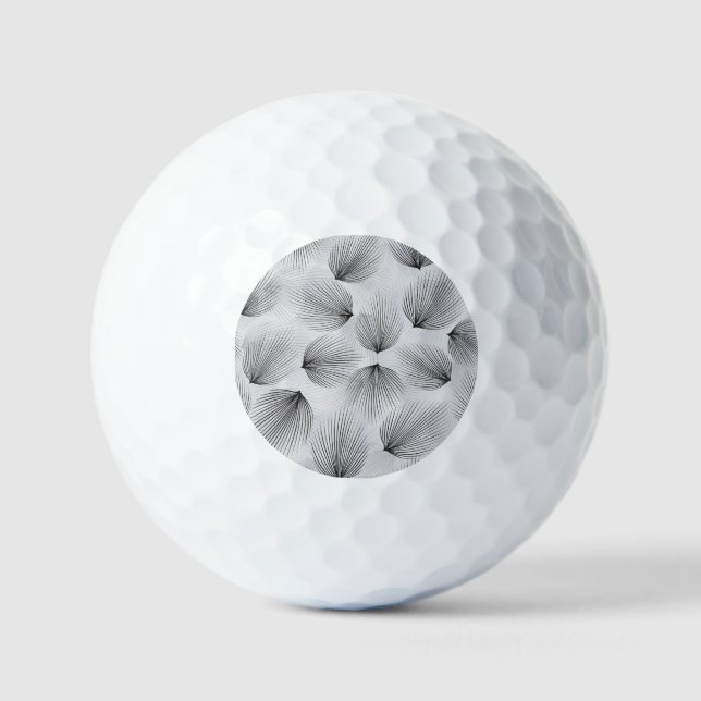 Abstrakte schwarze Blume: Graue Eleganz. Golfball (Vorderseite)