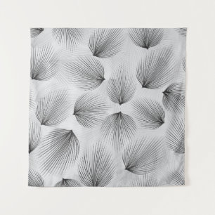 Abstrakte schwarze Blume: Graue Eleganz. Wandteppich