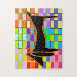 Abstrakte schwarze Dackel Puzzle