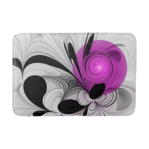 Abstrakte schwarze graue Magenta-Fraktal-Kunst Badematte