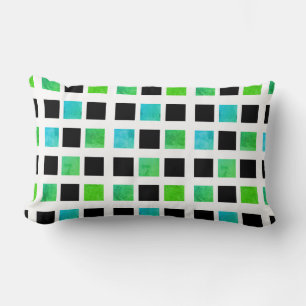 Abstrakte schwarze grüne Blöcke Wurf Kissen