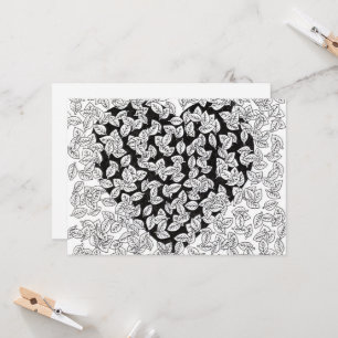 Abstrakte schwarze Herzblätter Doodle Hochzeitsein Einladung