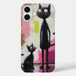 Abstrakte Schwarze Katze Minimalistisch drucken iPhone 16 Plus Hülle