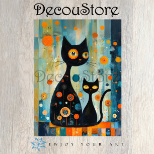 Abstrakte Schwarze Katzen Decoupage Seidenpapier