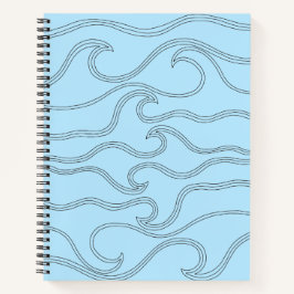 Abstrakte schwarze Linie, blaue Hintergrundfarbe Notizbuch