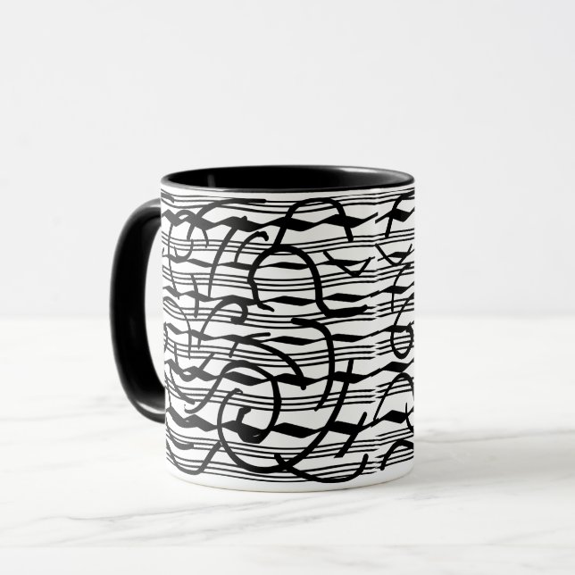 abstrakte schwarze Linien Tasse (Vorderseite Links)