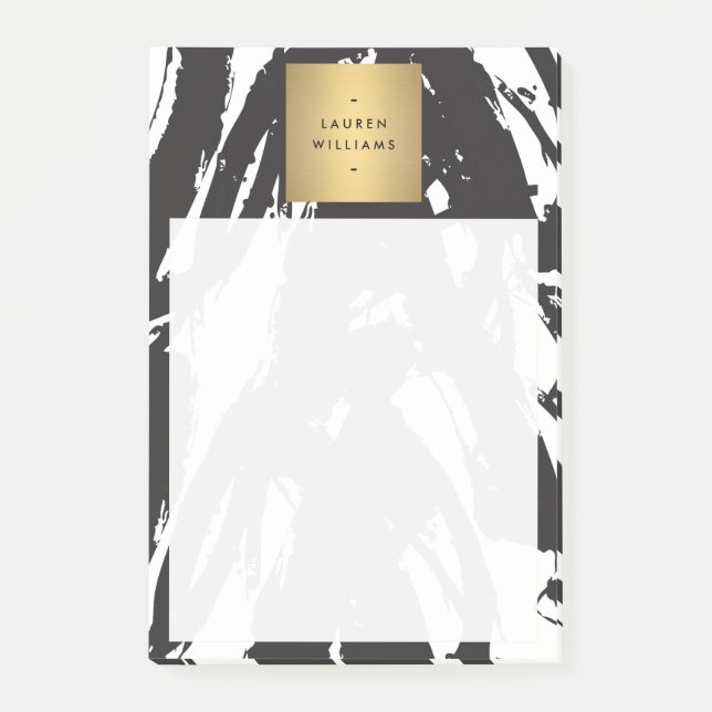 Abstrakte schwarze Pinselstriche mit dem Logo "Gol Post-it Klebezettel (Vorderseite)