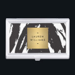 Abstrakte schwarze Pinselstriche mit dem Logo "Gol Visitenkarten Dose<br><div class="desc">Koordiniert bis 12.01 Uhr die Abstrakten Black Brushstrikes mit der Vorlage der Gold Name Logo Business Card. Eine goldene Box mit Imitaten,  die Ihren Namen oder Firmennamen enthält,  zeichnet sich durch die abstrakte Grafik in Schwarz und Weiß aus. © 1201AM CREATIVE</div>