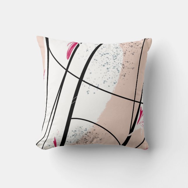 Abstrakte Schwarze Rosa Kissen (Vorderseite)