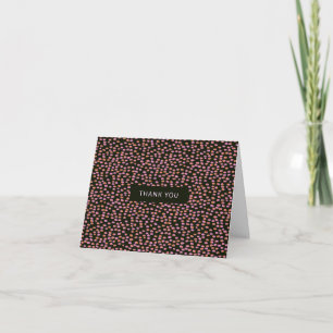 Abstrakte schwarze Rosa und orangefarbene Punkte M Dankeskarte