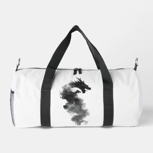 Abstrakte schwarze Tinte Rauch Drache Fantasy-Tasc Duffle Bag (Rückseite)