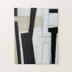 Abstrakte schwarze u. weiße Malerei Puzzle