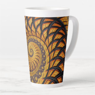 Abstrakte schwarze und goldene Spiralfraktale Milchtasse