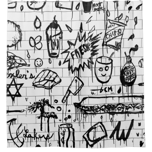 ABSTRAKTE SCHWARZE UND WEISSE BILDUNG DUSCHVORHANG (Vorderseite)