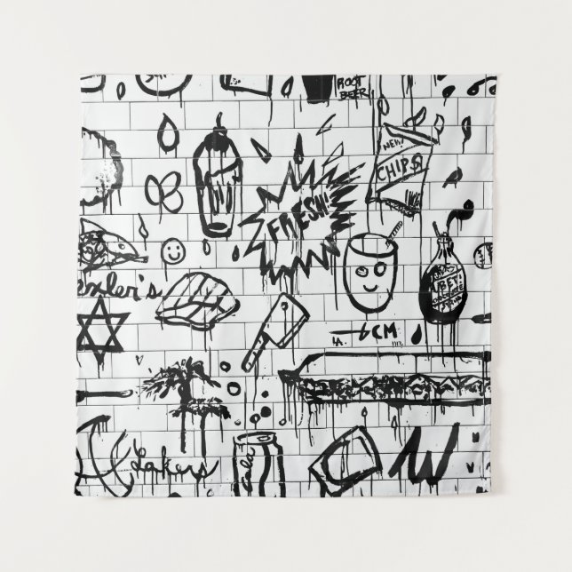 ABSTRAKTE SCHWARZE UND WEISSE BILDUNG WANDTEPPICH (Vorderseite)