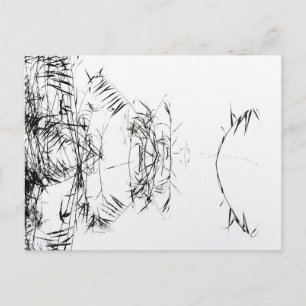 Abstrakte schwarze und weiße Schilf Wasserreflexio Postkarte