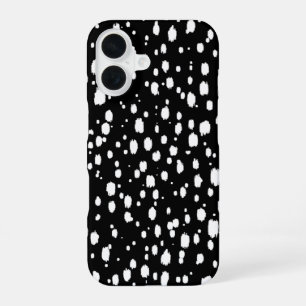 Abstrakte schwarze und weiße verstreute Punkte iPhone 16 Hülle