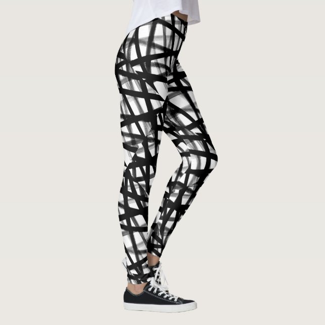 Abstrakte Schwarzweiss-Leggings Leggings (Rechts)