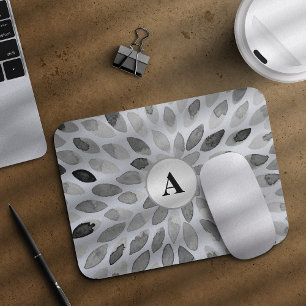 Abstrakte Schwarzweißpinselstriche, monogramm Mousepad