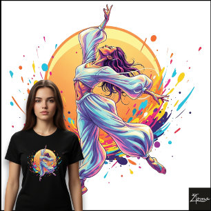 Abstrakte schwebende Tänzerin mit fließender Neon- Tri-Blend Shirt